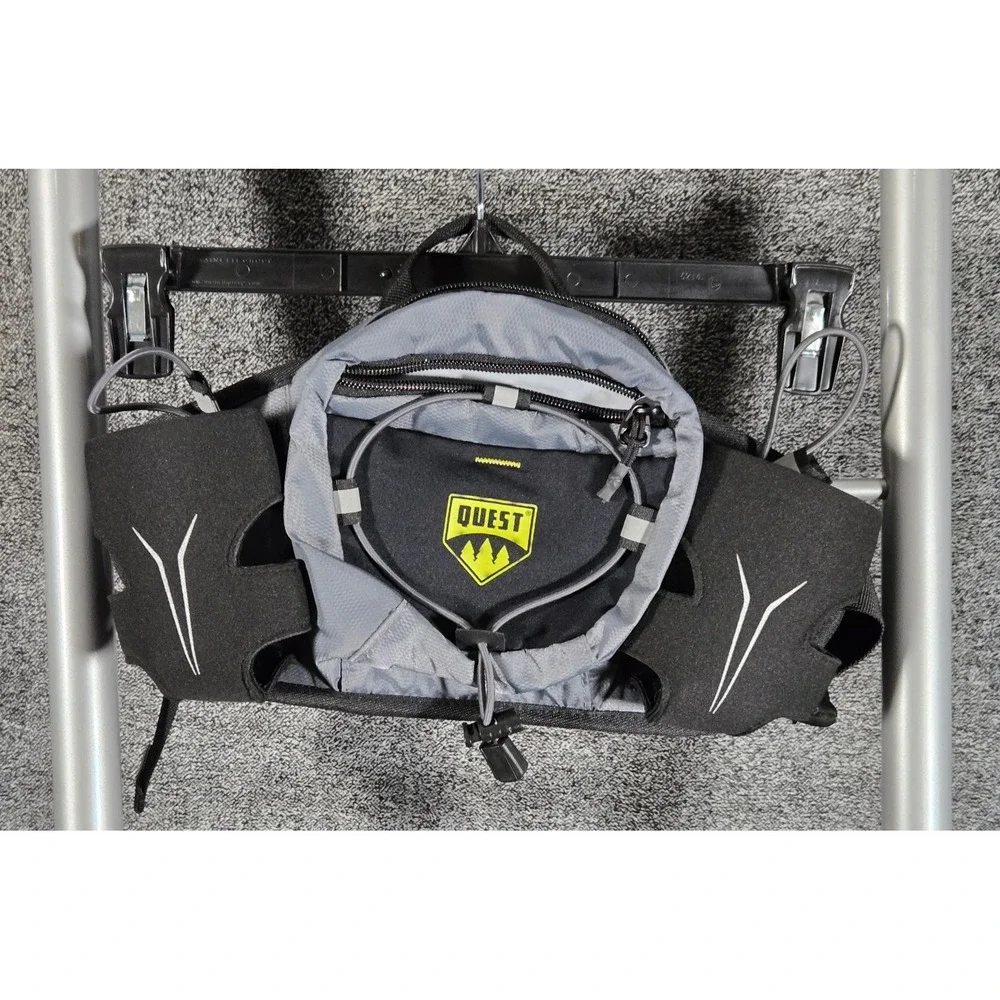 Quest Hydration Waist Pack Black Grey Dual Bottle Holster Hiking Running Belt